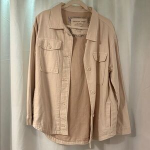 American Eagle Cream Label Patch with Floral Border